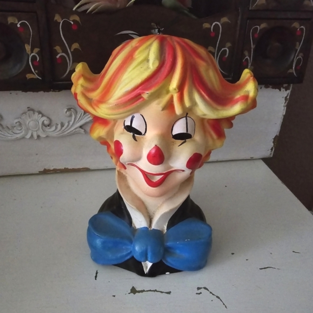 Vtg Clown Head Vase